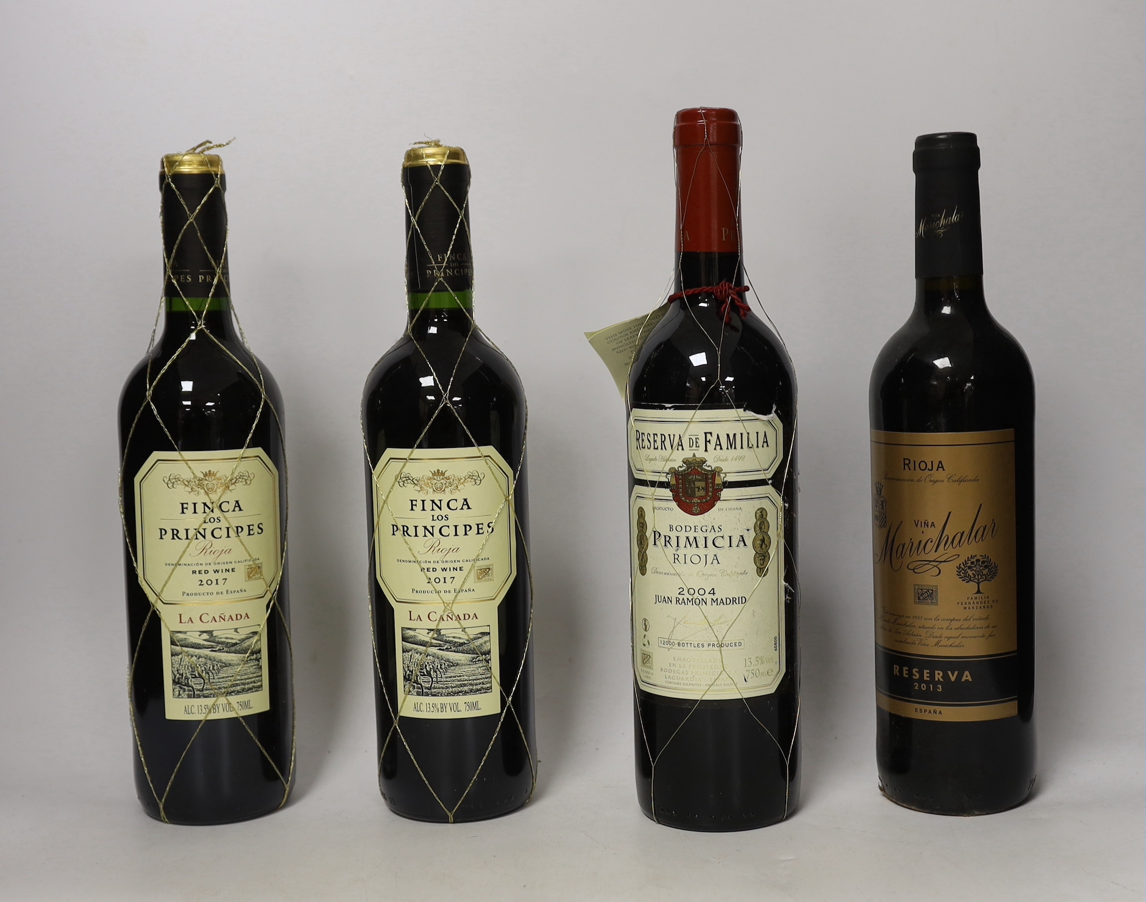 Twelve various bottles of Rioja: one bottle of 2004 Bodegas Primacia Rioja and five bottles of Bodegas Primacia 2007, a bottle of Ermita de San Lorenzo 2002 and five various bottles of Rioja, wine
